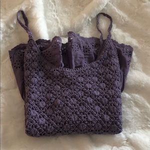 Purple crochet and eyelid cami